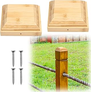 2 Pack 4x4 Wood Flat Top Post Caps Fence Post Caps Newel Post Mounting Kit for Outdoor Fences Mailboxes Decks(Actually 3.7x3.7inch