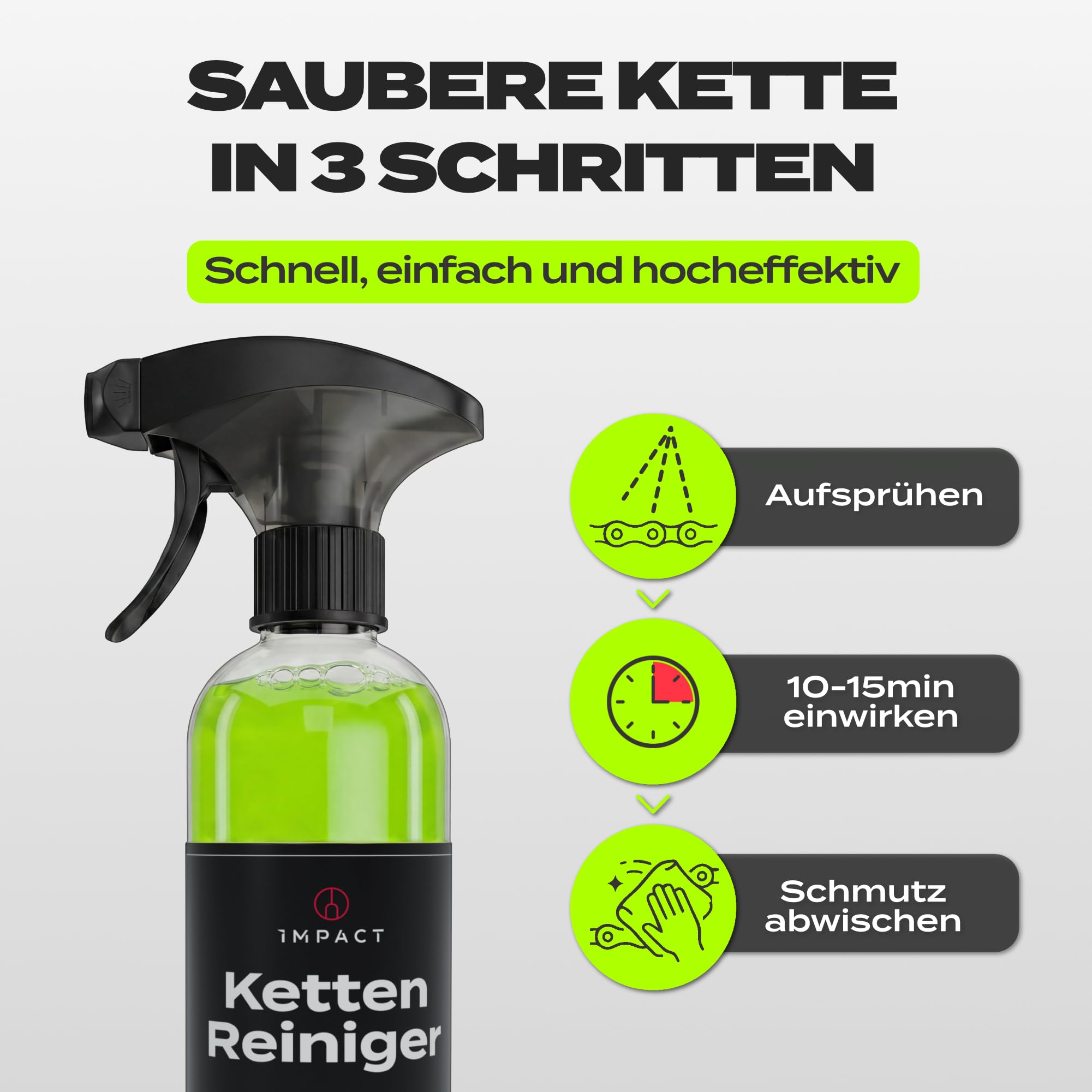 IMPACT środek do czyszczenia łańcuchów rowerowych 500 ml [do wszystkich kół i łańcuchów] – uniwersalny środek do czyszczenia łańcuchów rowerowych – szybkie i łatwe czyszczenie – przyjazny dla