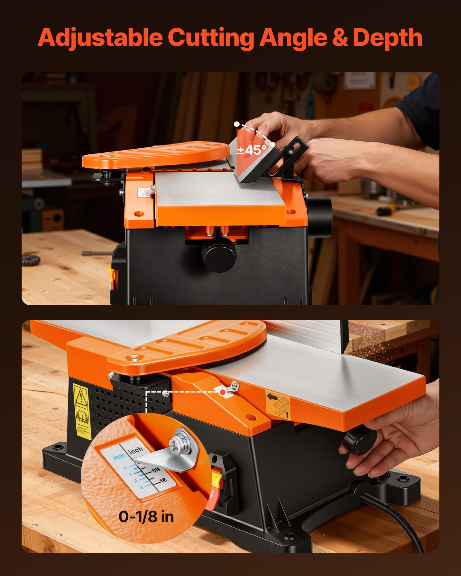 VEVOR Benchtop Jointer, 6 in, 2 HP 12000 RPM Bench Top Wood