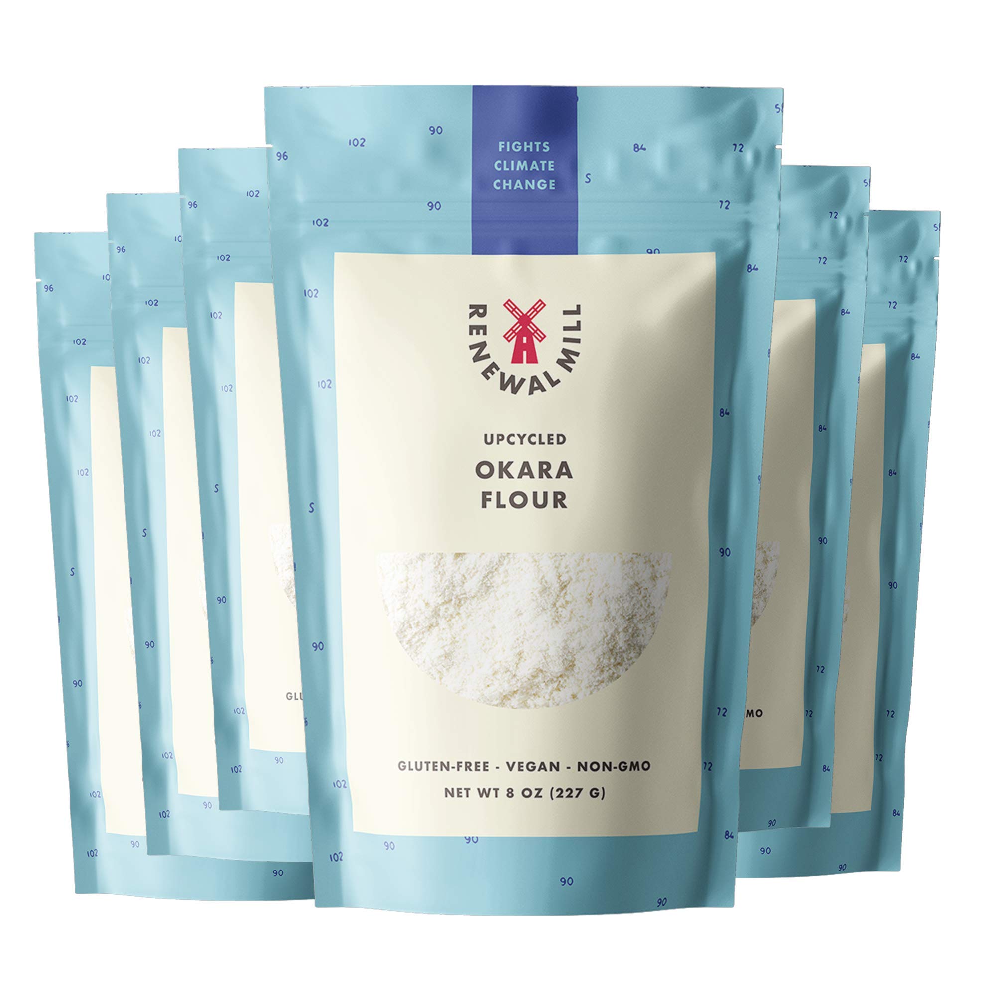 Renewal Mill Okara Flour 8 oz, Non-GMO, Organic, Gluten-Free, 20 g of Fiber, 7 g of Protein, 3 g net carbs I Upcycled Ingredient, Perfect for Gluten-Free Baking & Keto Baking
