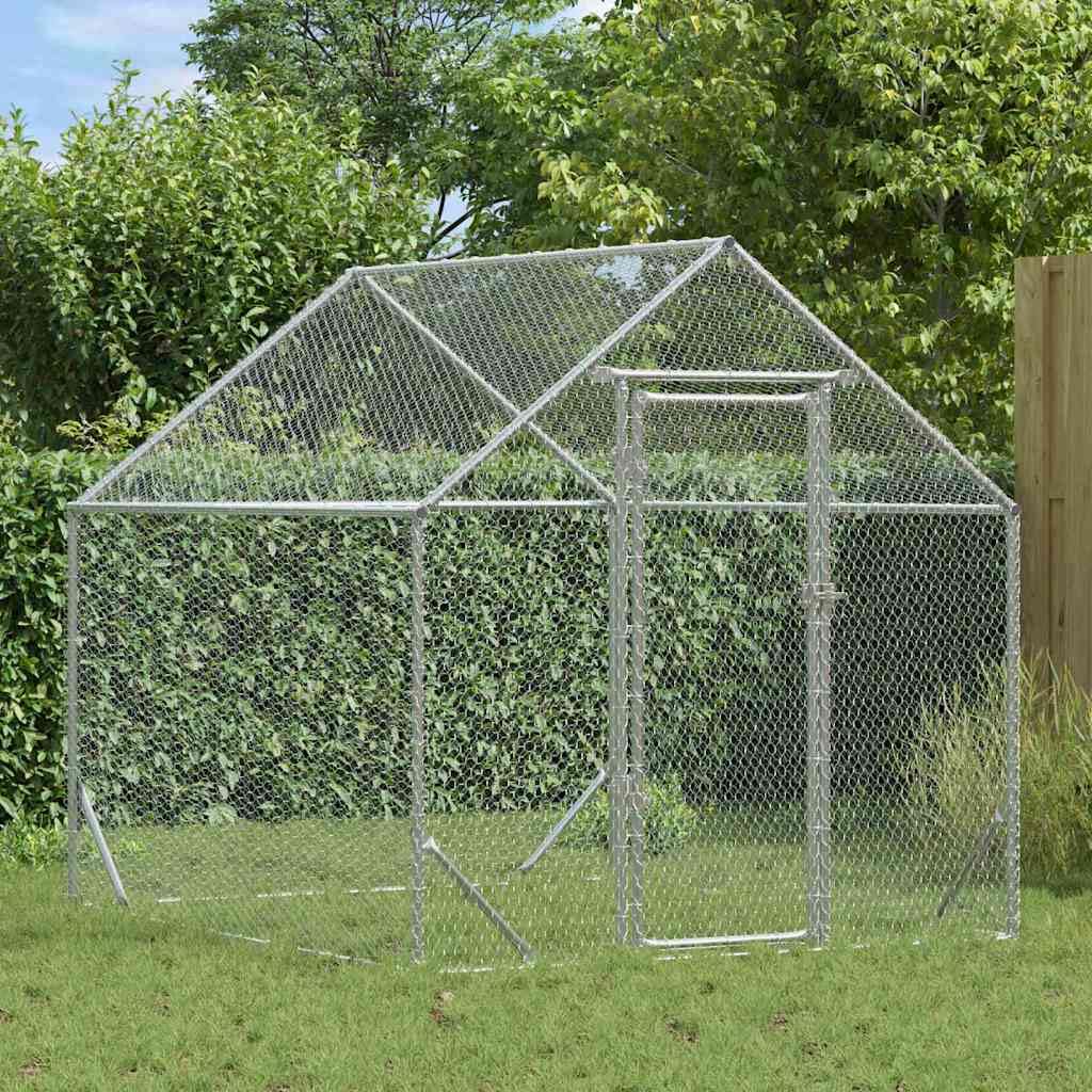 vidaXL Jaula para Pollos Plateado 200 x 170 x 177 cm Acero Galvanizado, Jardín y terraza, cercado Industrial para Pollos, Refugio Seguro al Aire Libre, hábitat Duradero