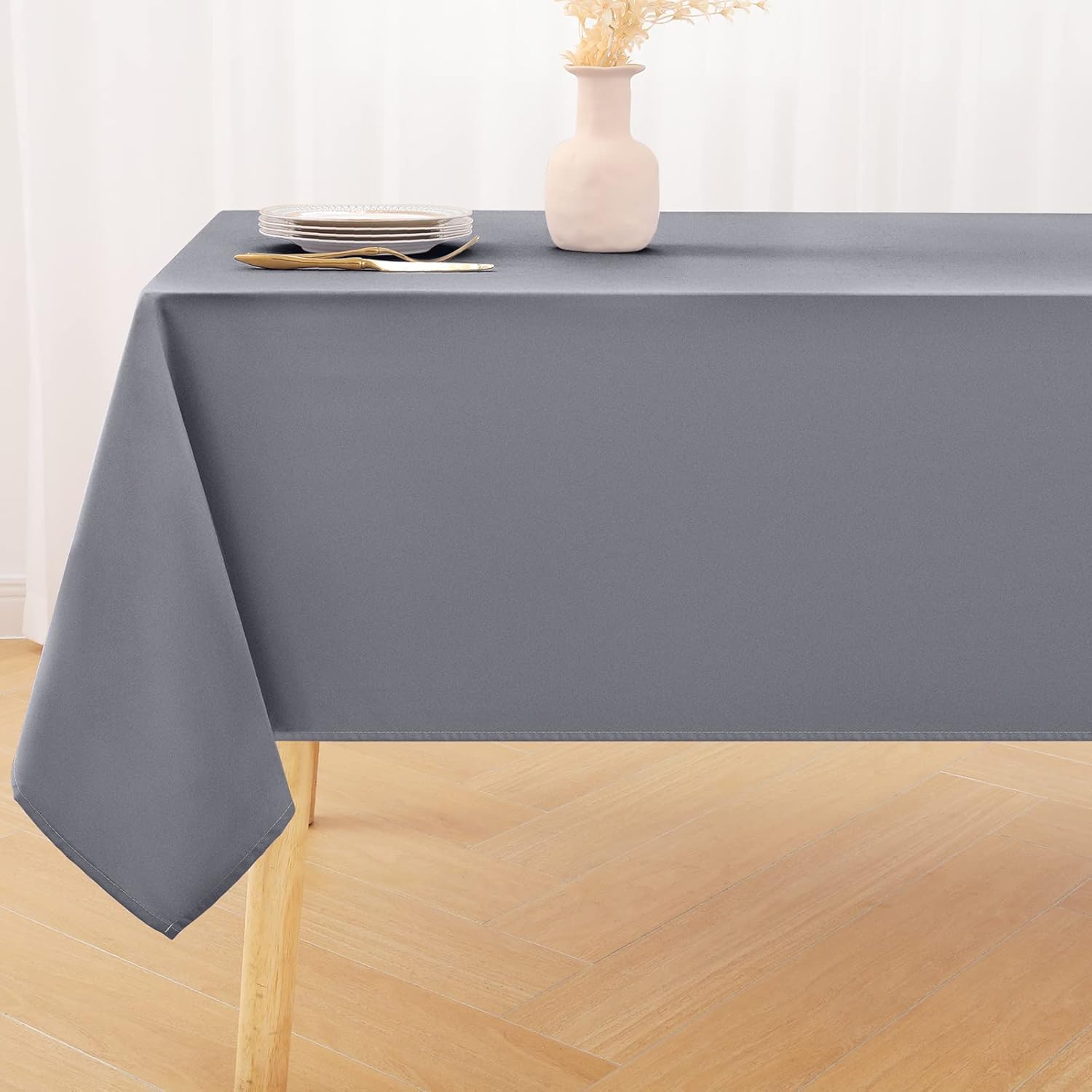 smiry Rectangle Table Cloth, Waterproof Polyester Tablecloth for 6 Foot Table