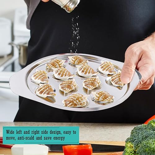 Miniatura 5 de DOERDO DD 4 platos de caracol Escargot de 12 agujeros de acero inoxidable con pinzas y 2 tenedores, herramienta de cocina para cocina, restaurante,