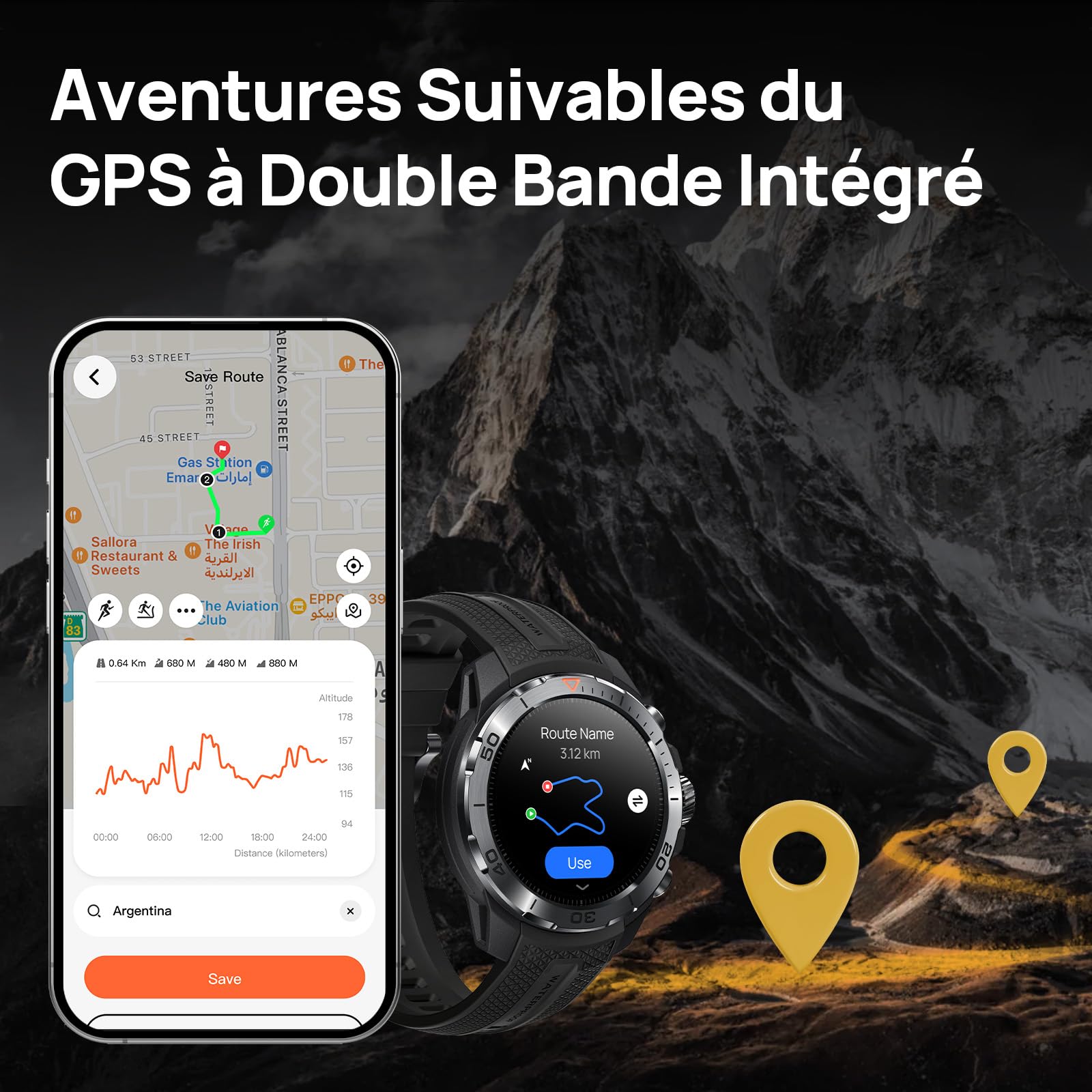 Mibro GS Explorer Montre Connectée Homme Outdoor, GPS, 10ATM Étanche | Smartwatch Militaire 1.32" AMOLED, 20 Jours, Baromètre Surveiller SpO2 Boussole pour Aventure, Android et iOS (Noir)