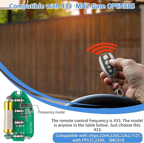 Miniatura 2 de Konohan 6 unidades de control remoto de 433.92 Mhz para abridor automático de puertas correderas, abridor eléctrico de puerta de entrada rodante,