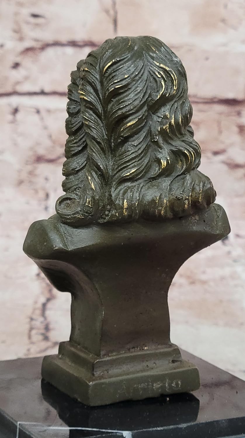 Hand Made Bronze Bust Sculpture Statue of Composer Bach Strauss Signed Figurine Decor Artwork Statue by Finery Bronze