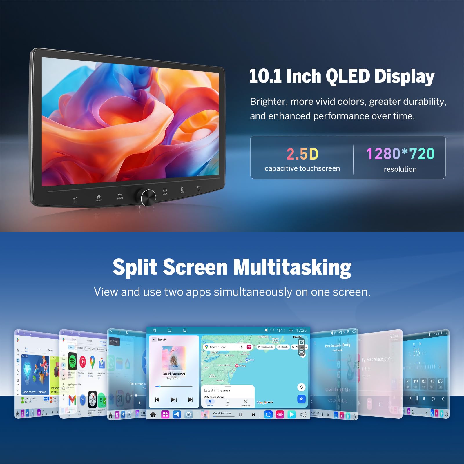 Eonon 10,1 Zoll Android 14 Radio Stereo Double Din GPS 4G LTE CarPlay Android Auto MirrorLink Bluetooth DSP USB SWC Unterstützung Rückfahrkamera Autoradio UX7SK-PLUS