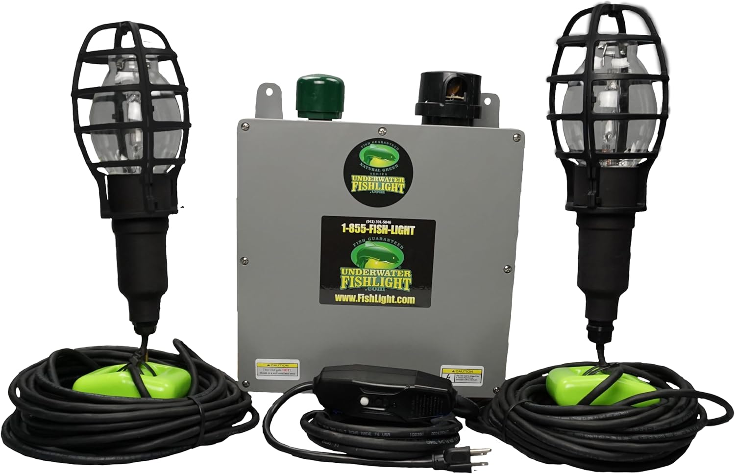 175W Double Light for Docks with 50’ of Marine Grade Wire for Each Light, Easy to Install, Dusk to Dawn Operation, Salt or Fresh Water, Guaranteed to Attract Fish