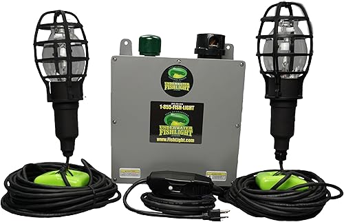 Luz doble de 175 W para muelles con cable de grado marino de 50 pies para cada luz, fácil de instalar, funcionamiento del atardecer al amanecer,