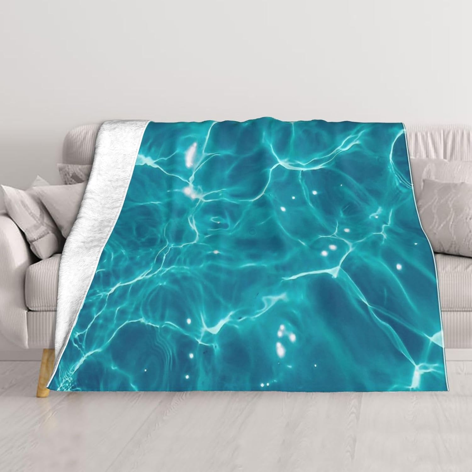 Ocean Sea Throw Blankets 80""x60"" Lightweight Flannel Fleece Cozy Soft Blanket Home Decor for Couch Bed Sofa Bedroom Living Room Travel Birthday Christmas All Season