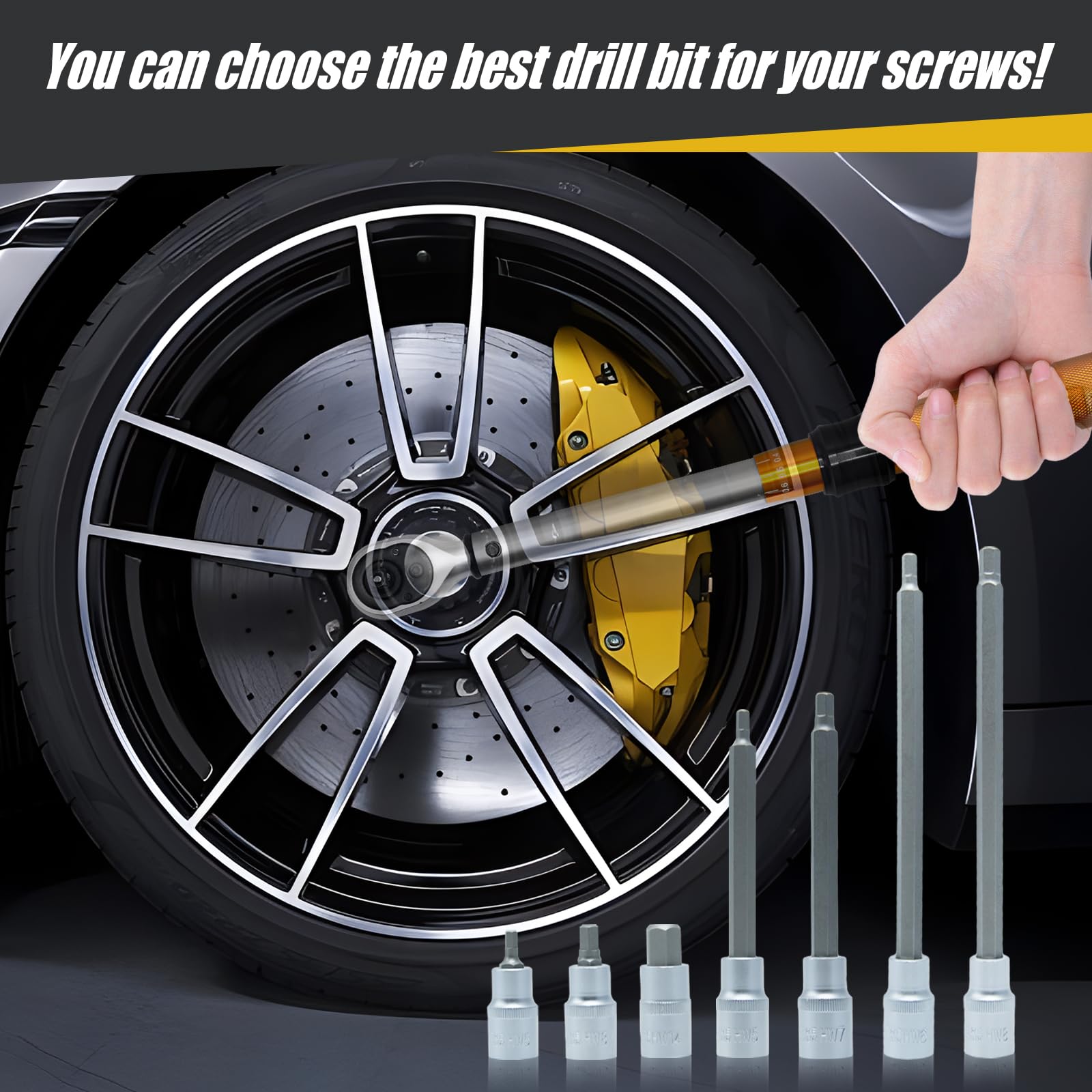 CCLIFE 30-częściowy Zestaw nasadek do bitów do nakrętek, zestaw kluczy nasadowych 1/2 do śrub imbusowych HX5-HX19