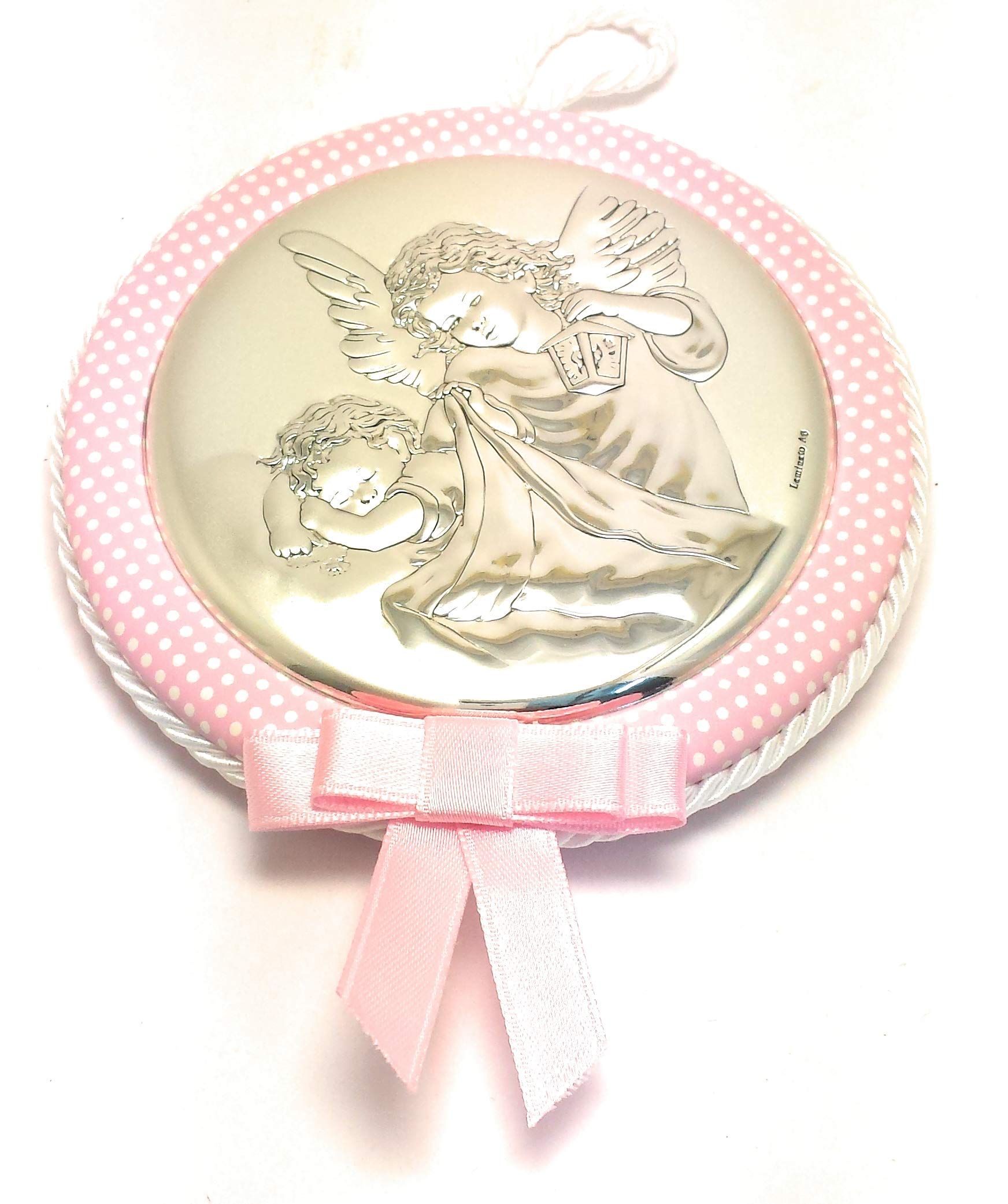 CAPEZZALE MEDAGLIONE PER CULLA BIMBA COD.104912R CON PLACCHETTA IN ARGENTO
