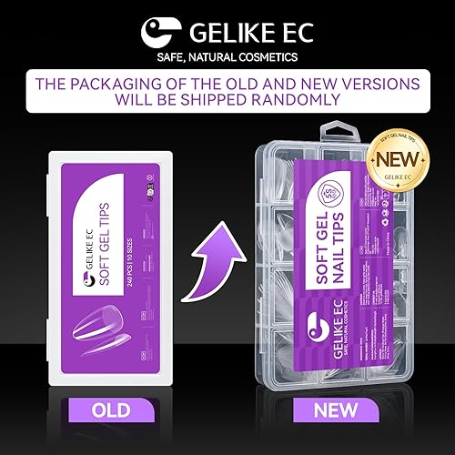 Miniatura 8 de Gelike EC Kit de 240 puntas de uñas de gel suave, extensiones de uñas completas de cubierta transparente, puntas de uñas postizas acrílicas