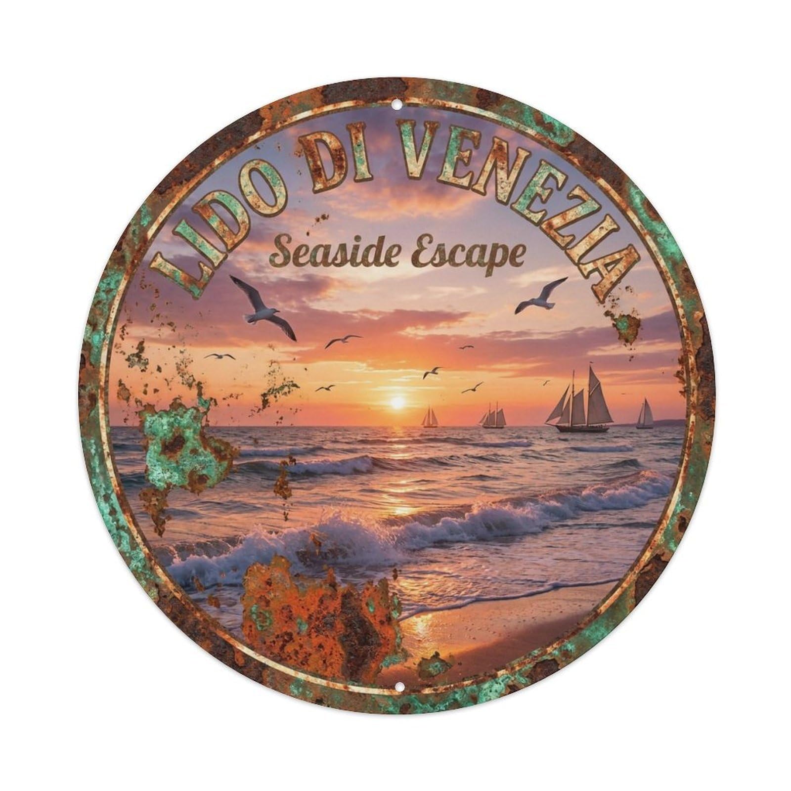 Vintage Travel Italy Di Venezia Italy Waves Metal Tin Sign