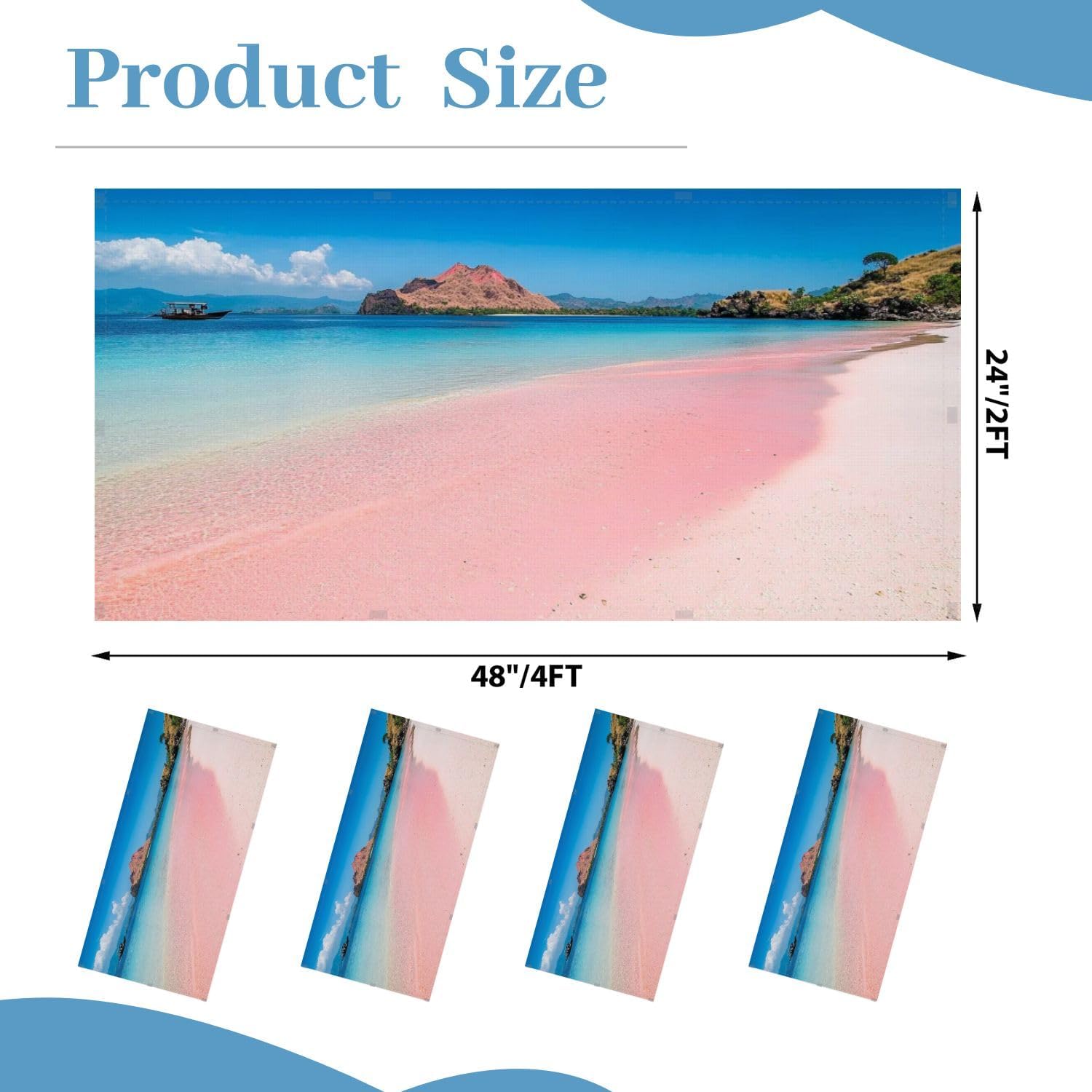 Fluorescent Light Covers for Ceiling Lights Tropical Pink Sandy Beach Clear Turquoise Water Islands Easy to Install Magnetic Light Filter for Classroom Office Hospitals School Home Decor