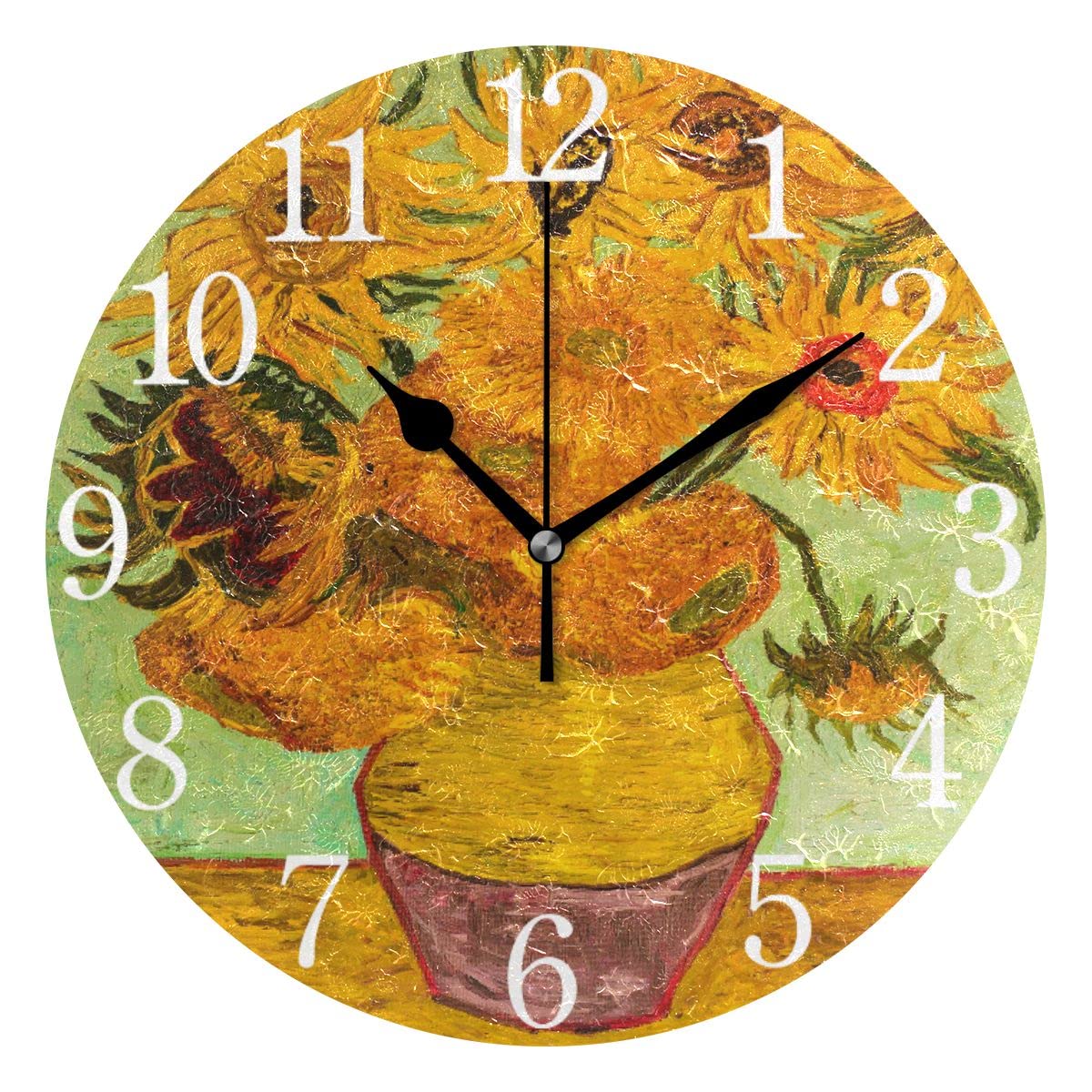 Horloge murale silencieuse Van Gogh en acrylique élégant de 24 cm