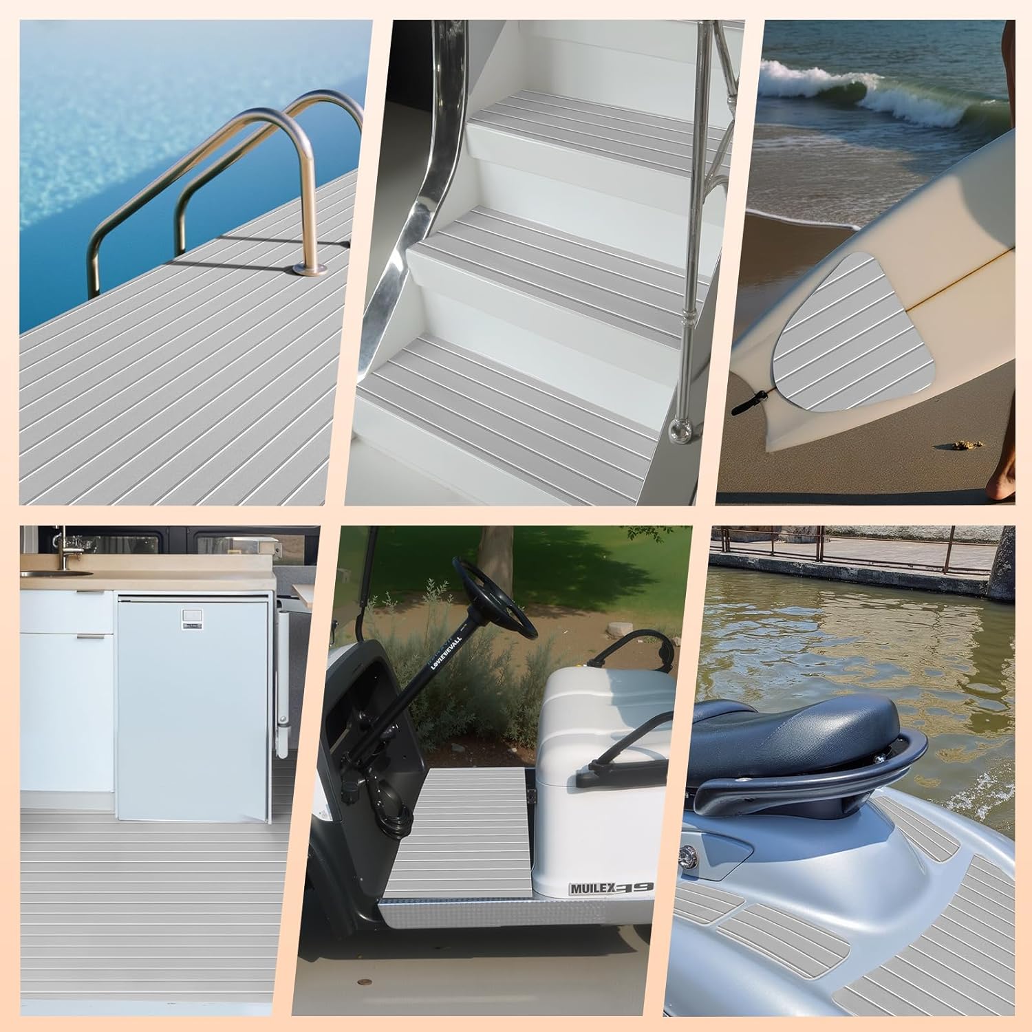 Hjdeck Boat Flooring EVA Foam Boat Decking with 3M Self-Adhesive Backing Non-Slip Boat Foam Flooring Marine Carpet DIY Faux Teak Sheet for Yacht Jon Boat Kayak Motorboat SUP Ramp RV Floor Helm Pad
