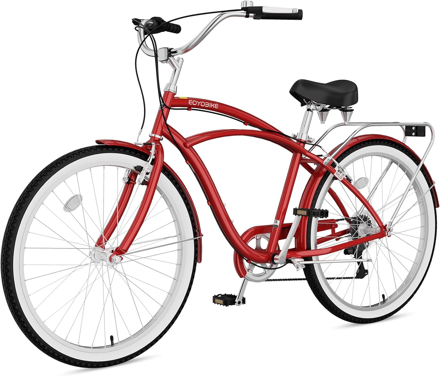 MOPHOTO Beach Cruiser Bike for Adults, 24" 26" Adult Commuter Bicycle 7-Speed, Rear Rack, Fenders, Step-Through or Classic Frame, Ergonomic Upright Design