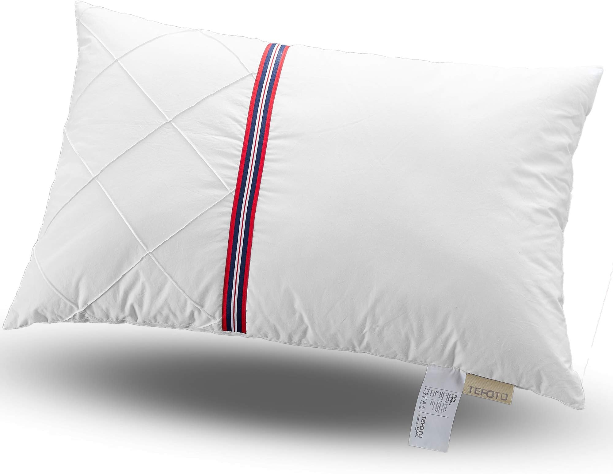 British Style Bed Pillow for Sleeping Polyester Filled Pillow with Cotton Pillowcase Queen Size