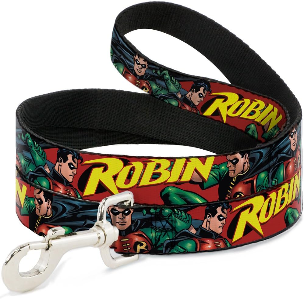 Buckle-Down DL-6FT-WBM067-W Red/Green Robin Pet Leash, 6 Feet Long-1.5" Wide