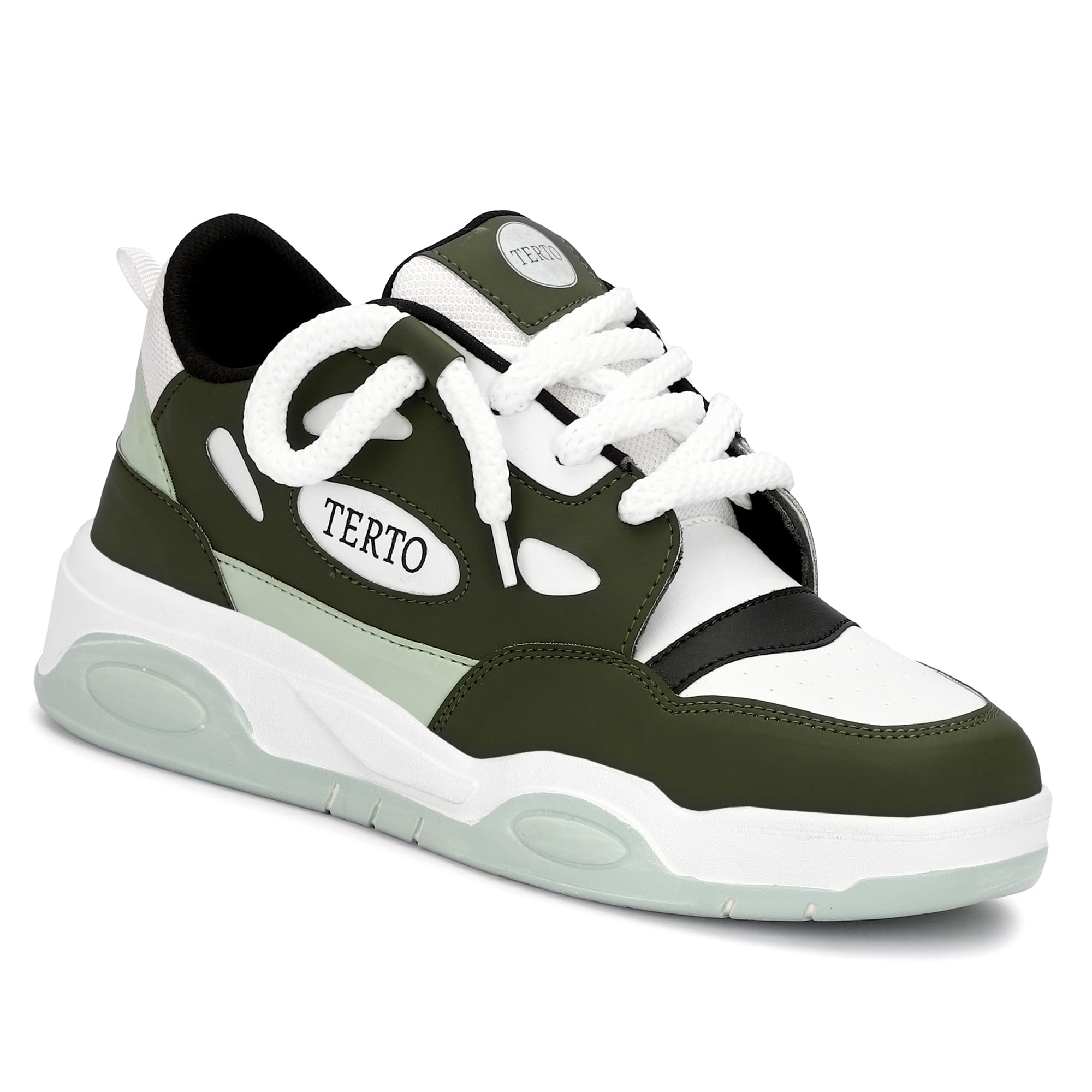 TERTO Mens Olive Comfortable|Casualwear|Dailywear Synthetic Leather Lace-Ups Classy Casual Sneakers 10 UK/India (B0D32X1JZQ) Amazon Price History, Amazon Price Tracker