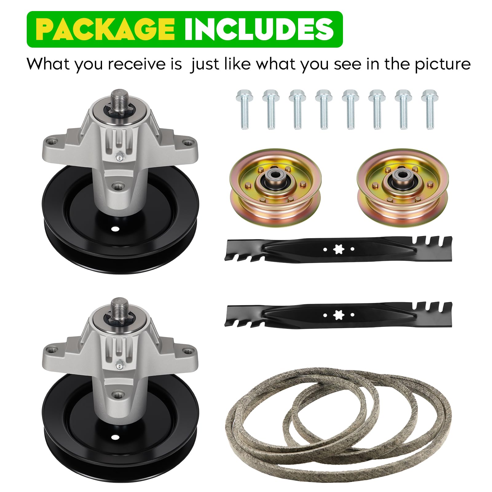 Kit de reconstrucción de cubierta Cuchilla husillo de cinturón tensor Asamblea de cortacésped Huskee 13AD771G731 918-04456A 918-04461 MTD 753-08171 Troy Bilt 742-0616 Cinturón 96 1/2"