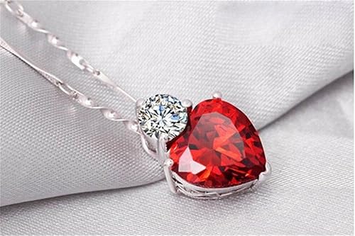 Miniatura 4 de Uloveido Collar de corazón de cristal rojo y pendientes conjunto de joyas de boda para mujeres BME53