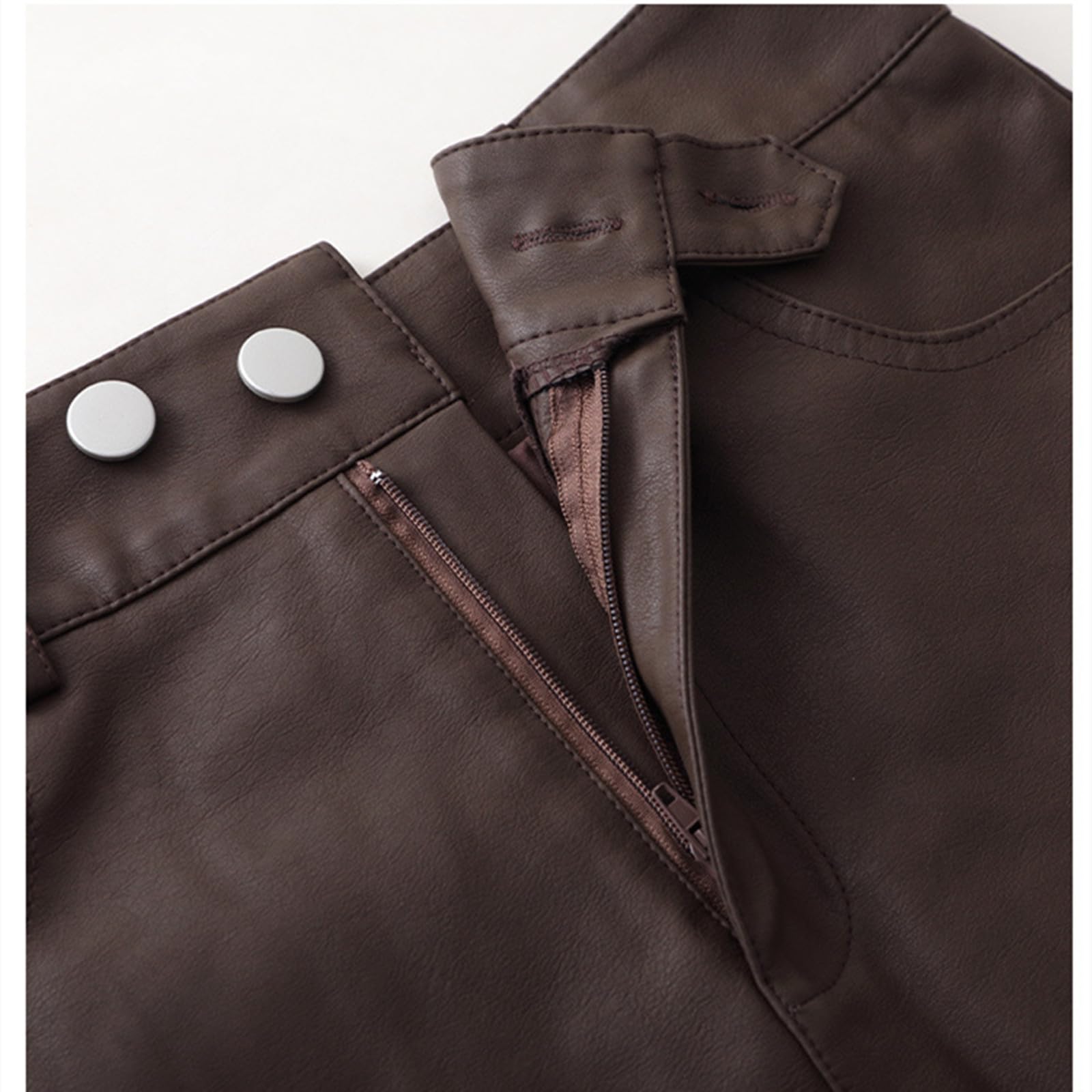 Röcke Damen A-Linien-kurzrock Aus Schwarzem Pu-Leder Mit Hoher Taille Und Schlitz, Hüftbetonter One-Step-Rock Für Herbst Und Winter-Farbe-XXL
