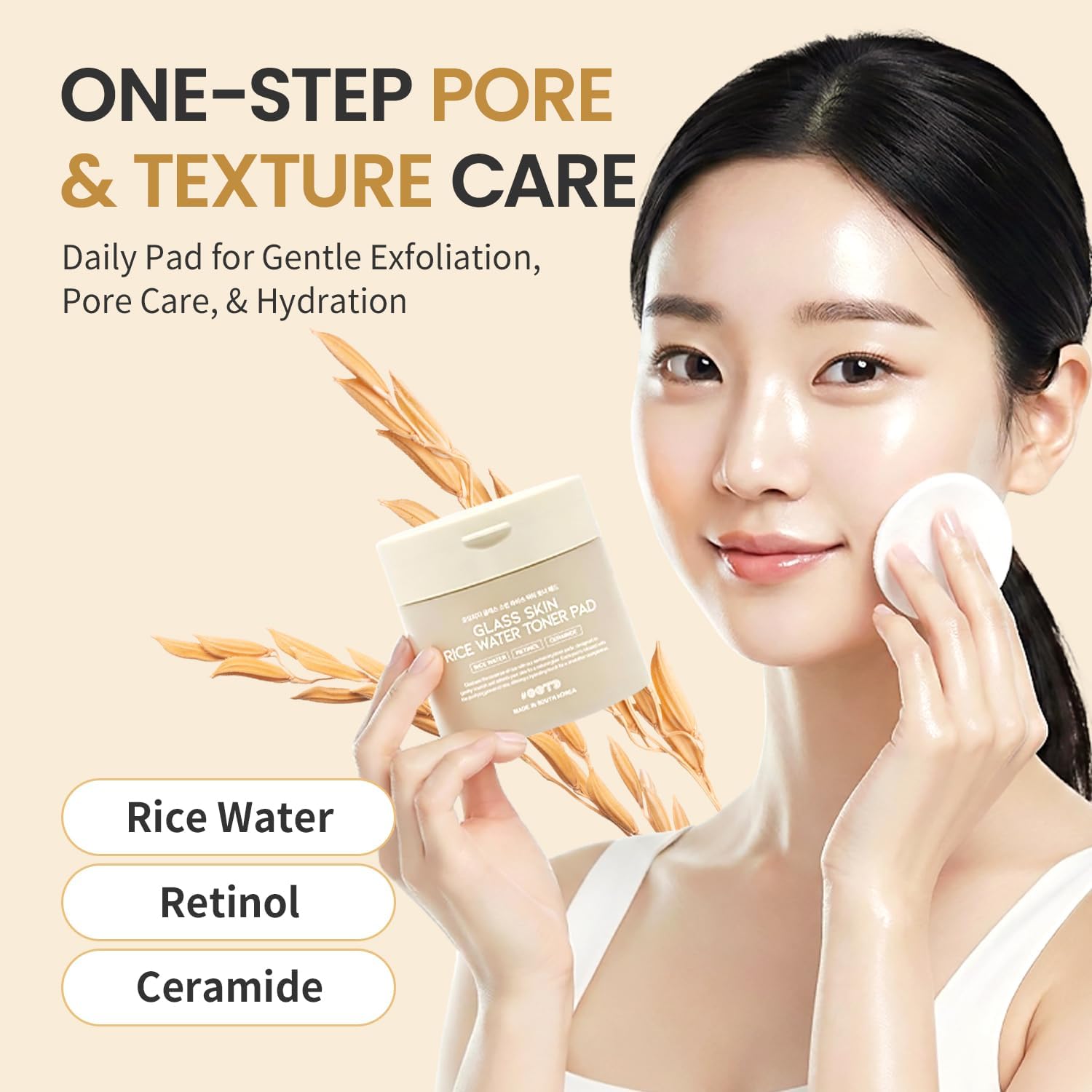 Toner Pads for Dry Dull Sensitive Skin Korean, #OOTD Retinol Ceramides Strengthen Skin Barrier Smoothing Hydrating, Toner Pad 70Pads 4.05oz 120ml - Image 3