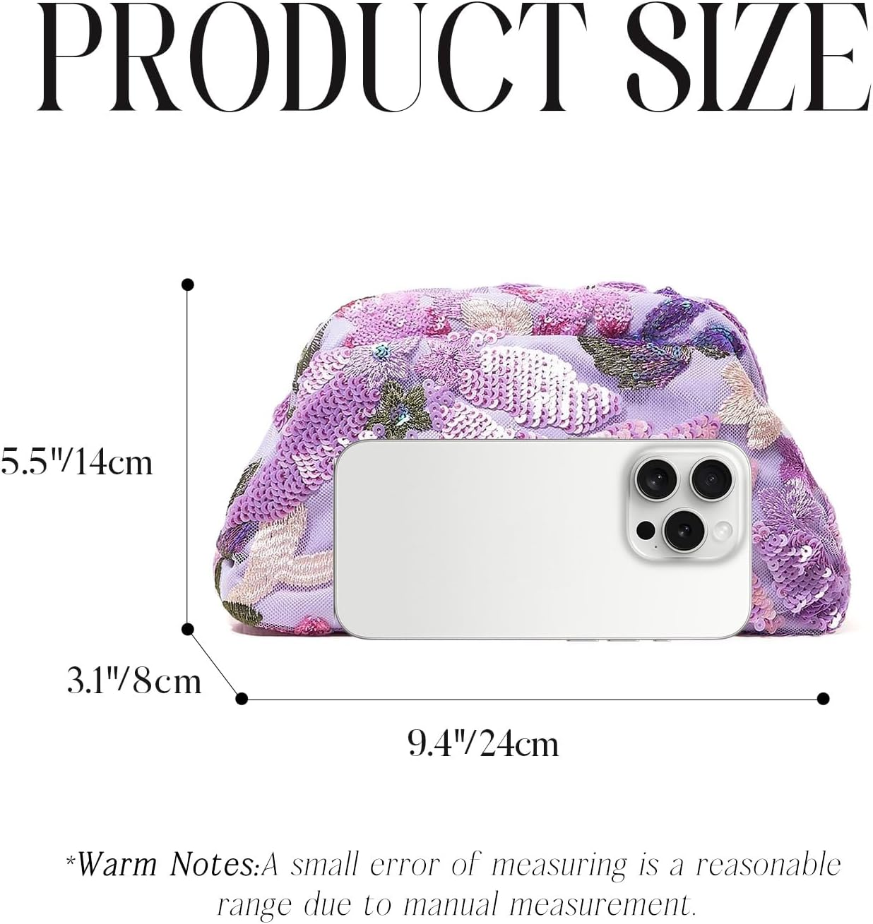 Women's Floral Embroidery Sequin Beaded Evening Bag Dumpling Clutch Purse No Strap Handbags for Wedding Party Prom