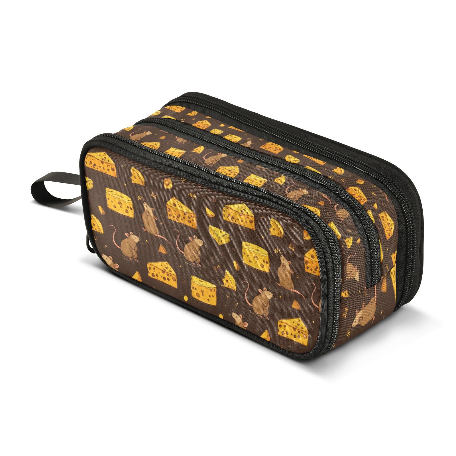 Kcldeci Pencil Case Pen Pouch, Large Pencil Bag with Zipper, Rat and Cheese1 Stationery Storage and Organizer, School Supplies for Teen and Adult Boys Girls