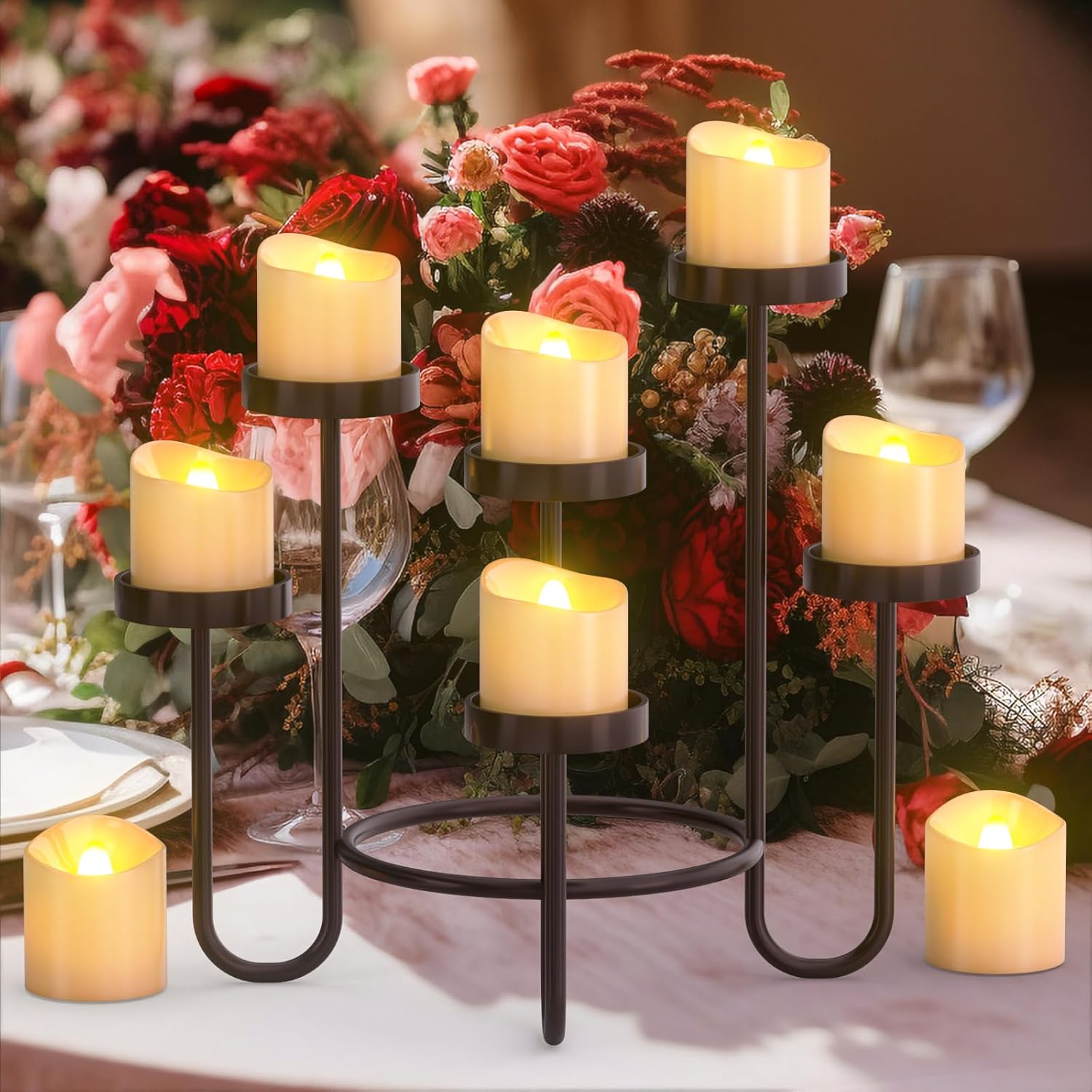 SoulBay Flameless Candles Rechargeable Battery Operated with Remote Timer, 6pcs LED White Flickering Electric Tea Lights Votives for Lantern Wedding Table Home Decoration, USB Cable Included