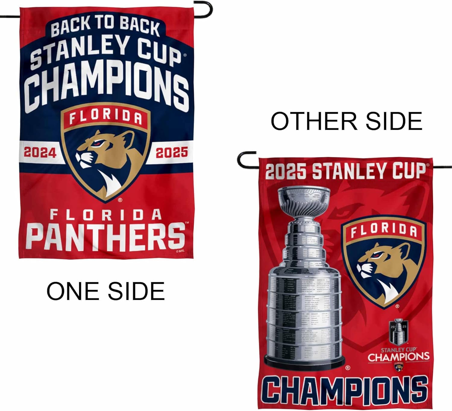 WinCraft Florida Panthers 2025 2024 Stanley Cup Champions Double Sided Garden Banner Flag