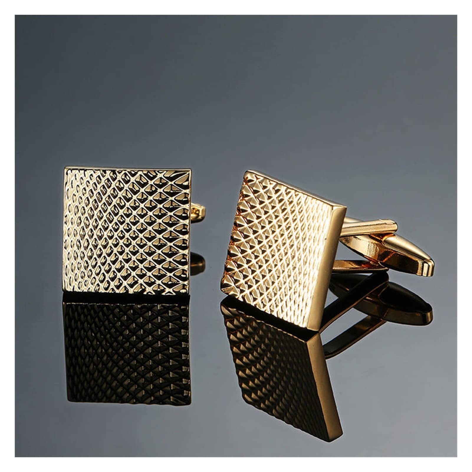 Kupfer Qualität Emaille quadratische Streifen Gold silbrig Schwarze Blume Manschettenknöpfe Herren Französisch Hemd Manschettenknöpfe Hemd Manschettenknöpfe (Metal Color : 15)