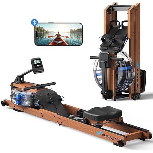 MERACH Water Rowing Machines for Home, Foldable Row Machine with 400LBS Weight Capacity, Dedicated Monitor and Comfortable Seat, Free MERACH App for Immersive Water Rower - R28 - Water Pro