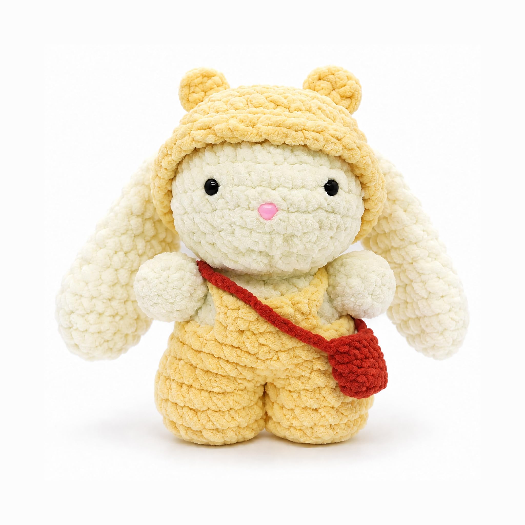 Crochet Bunny Amigurumi Plush Soft Toy (Yellow, Big) | Handcrafted Bunny with Removable Outfit and Sling Bag - Soft Velvet Yarn Plushie, Stuffed Toy for Kids, Adults, Gifting-image-12