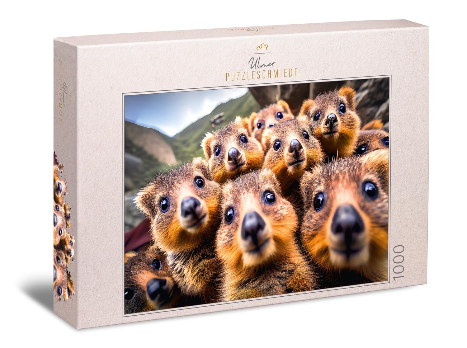 Ulmer Puzzleschmiede, Quokka puzzle ‘Gangs of Australia’, Original animal puzzle with 1000 pieces, the curious quokkas