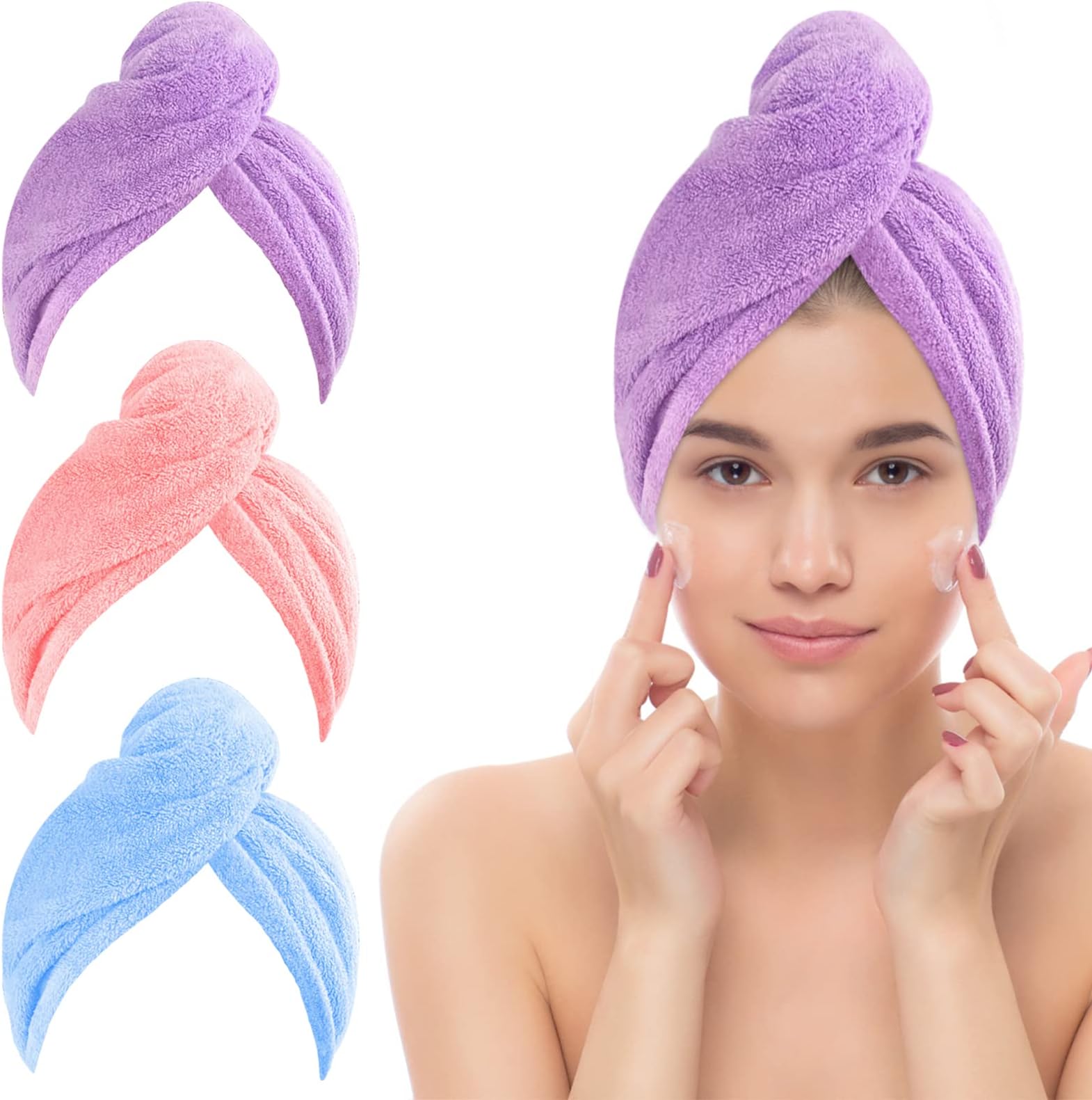 BDSHUNBF 3PCS Rapid Drying Hair Towel, Hair Towel Wrap, Microfibre ...