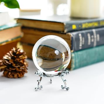 ZEERSHEE 2.3in Sparkling Clear Crystal Ball with Stand 60mm Handcrafted Photography Prop for Magical Shots Elegant Home & Party Decor for Women