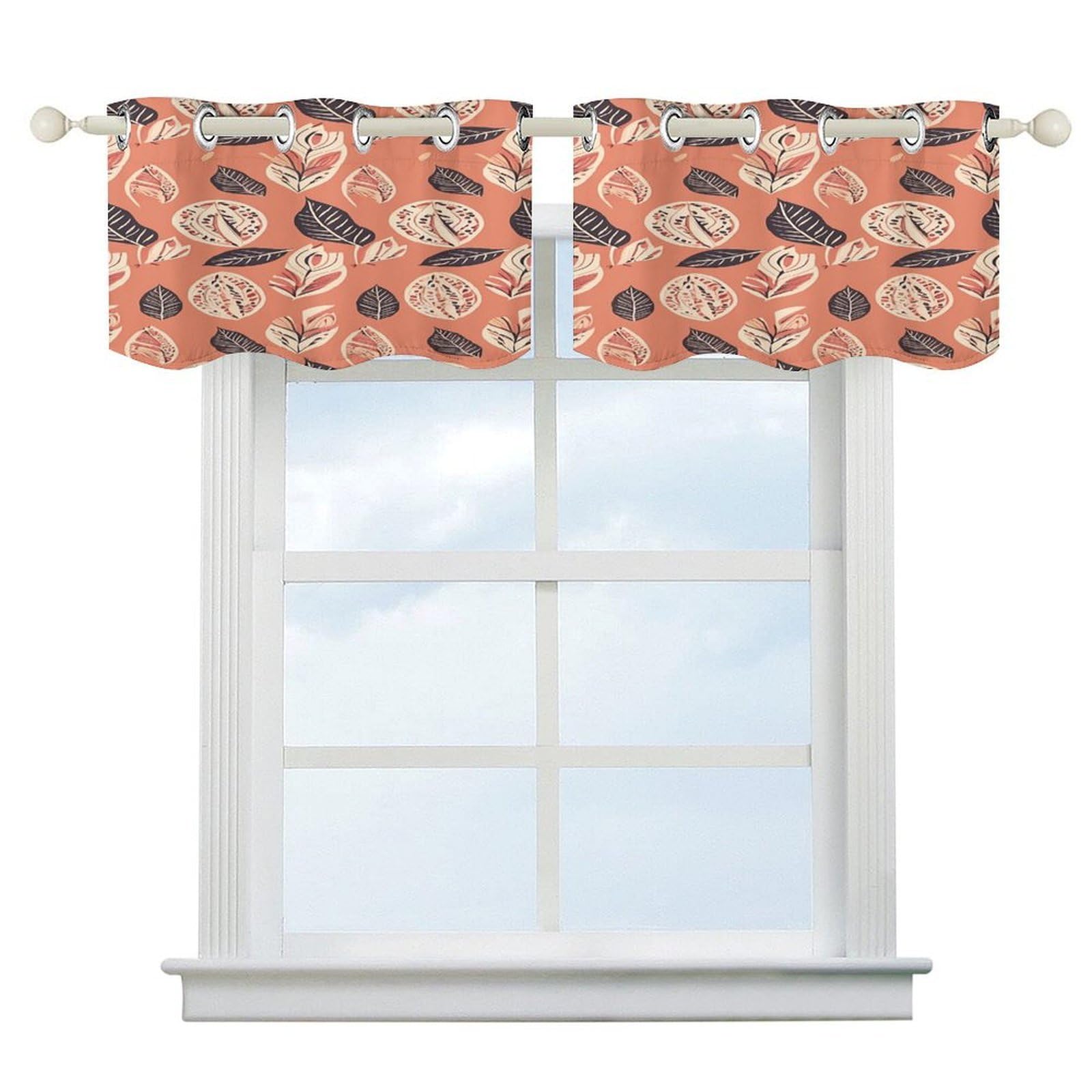 Cortinas opacas con hojas para el baño o dormitorio, cenefa de arte moderno