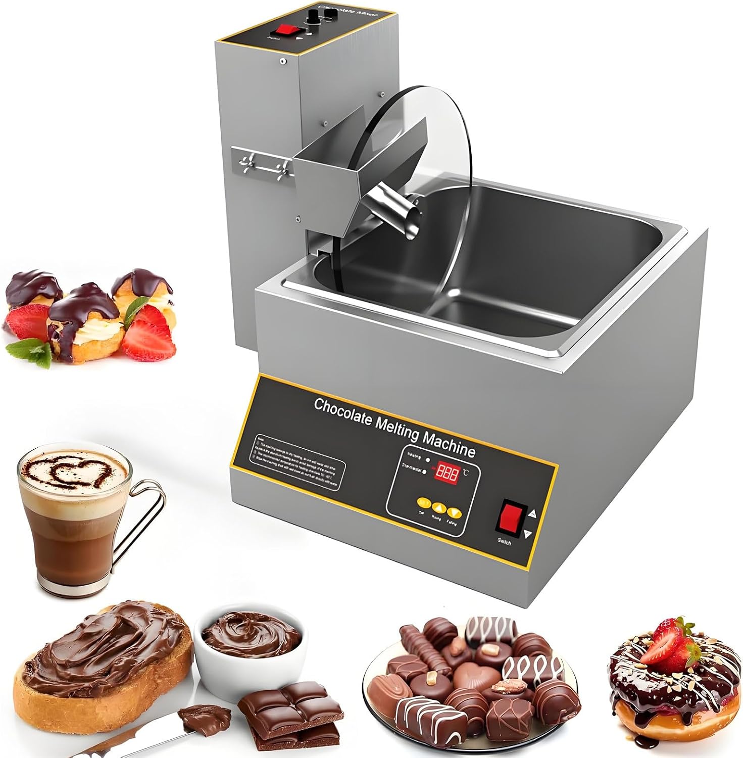 Chocolate Coating Moulding Melting Mixer, Chocolate Wheel Mixer Maker,with Melting Furnace, Temp Control 86~203℉