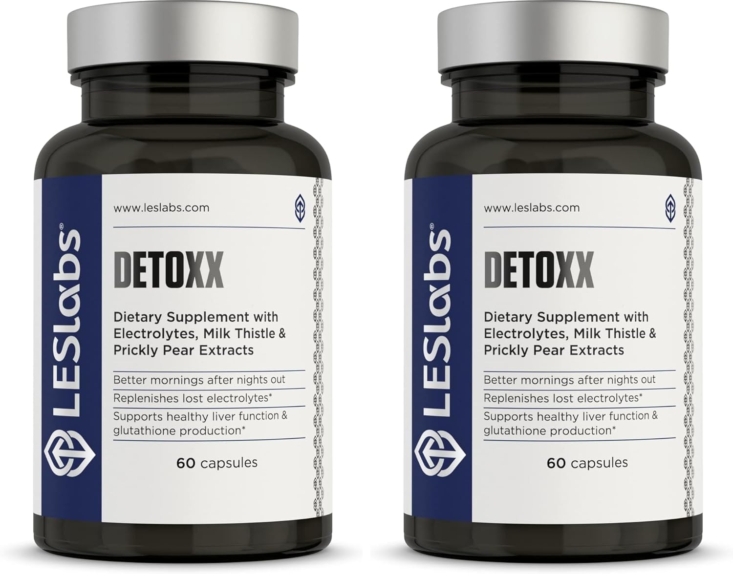 LES Labs DeToxx – Better Mornings & Recovery, Liver Support, Electrolyte Replenishment & Glutathione Support – Prickly Pear, Milk Thistle & NAC – Non-GMO Supplement – 60 Capsules (Pack of 2)