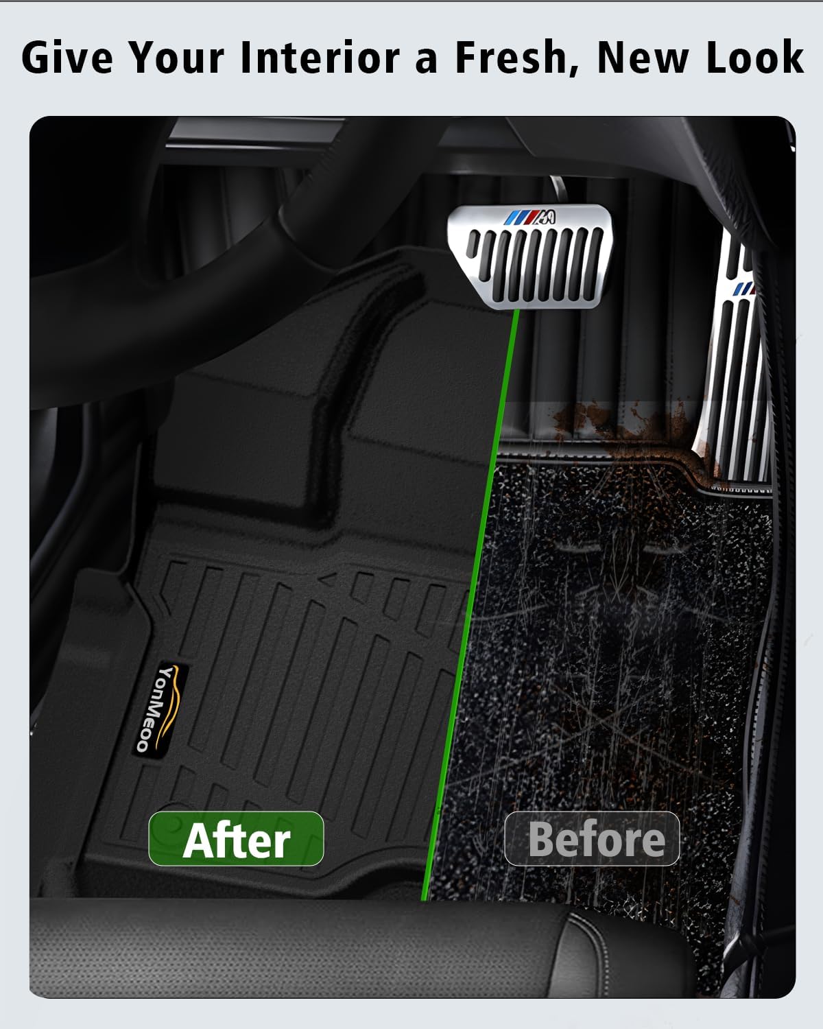 Floor Mats Custom Fit for Ford F150/F-150 2025 2015-2024 SuperCrew Cab (Includes 22-24 Lightning Models) All Weather TPE Rubber Floor Liners Anti-Slip Full Set for Ford F-150 2025 Accessories