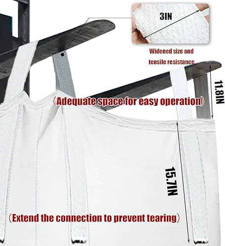 Miniatura 5 de Paquete de 10 bolsas a granel Aolikebao FIBC, bolsa de 1.5 toneladas, 39.4 pulgadas de largo x 39.4 pulgadas de ancho x 39.4 pulgadas de alto, 3300