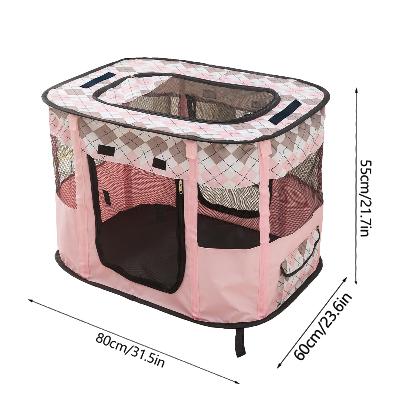 Box pieghevole per animali domestici, box per gatti, cuccioli, per interni (L, rosa)