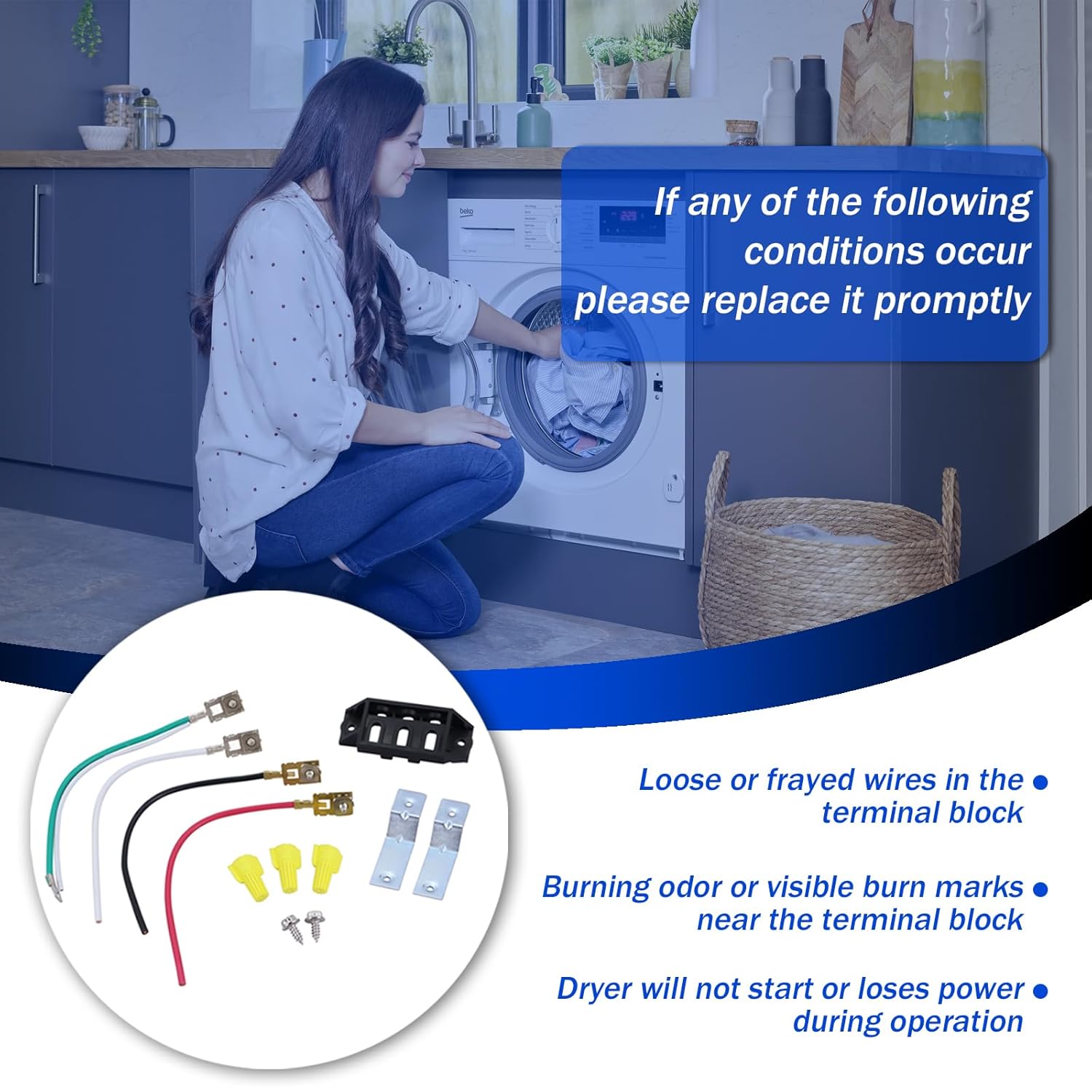 279320 Dryer Terminal Block Replacement Kit Compatible with Whirlpool KitchenAid Maytag Kenmore Dryer Replaces 14201229 AP3094140 14205251 279092