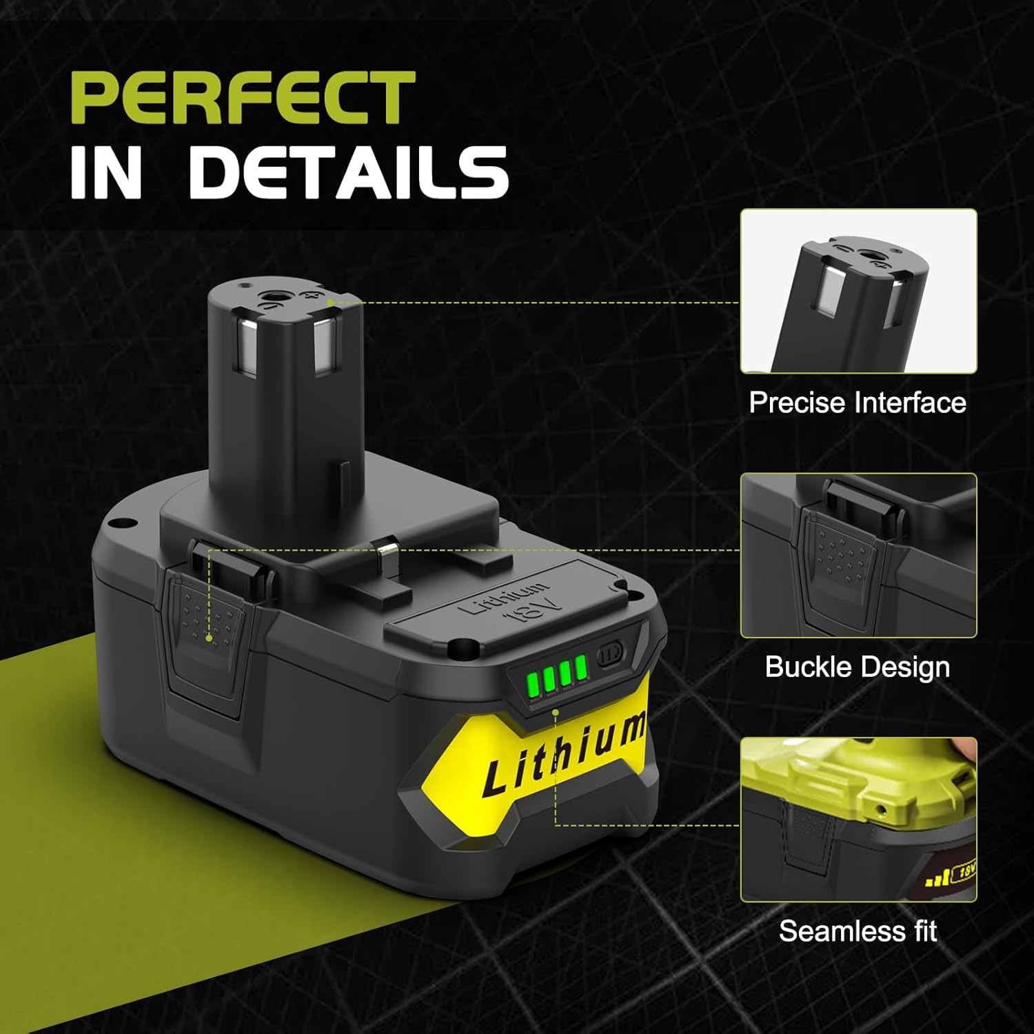 18V Battery Replacement for Ryobi Battery, 8.0Ah High Capacity Li-ion Battery, 2 Packs, Compatible with Ryobi 18V Tools P102, P103, P104, P105, P107, P108, P109, Intelligent Protection, Long Runtime