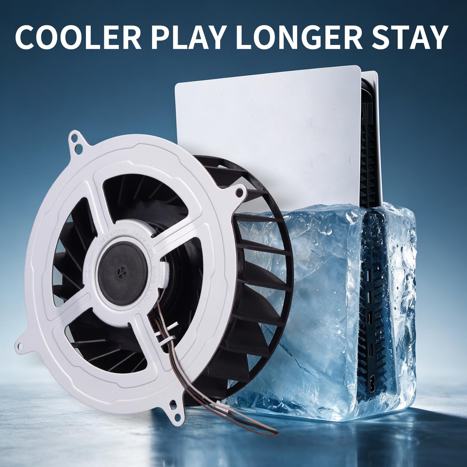 Ventilador de refrigeración interno de repuesto para PS5 CPU PlayStation serie 5, 23 aspas 12V 2.15A, ventilador silencioso, kit de limpieza de polvo de repuesto mejorado (con herramienta de apertura)