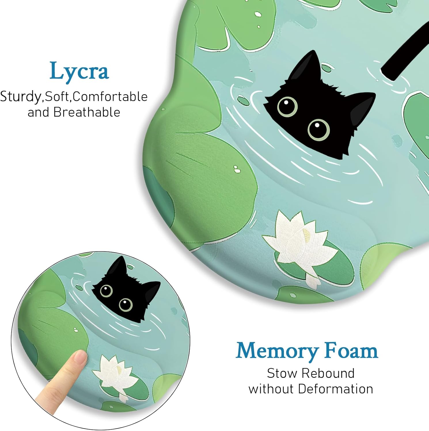 Mouse Pad with Wrist Rest, Cat Lotus Leaf Ergonomic Mouse Pads Wrist Support for Desk, Cute Gaming Mousepad Wireless Mouse Laptop Computer Work Home Desk Accessories Office Supplies Decor image 6 of 6 B0D8VSZJGZ