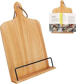 Suporte para livros de cozinha rústico para cozinha, suporte para livros de receitas de quinta, suporte magnético para livros de cozinha de madeira vintage suporte para tablet iPad